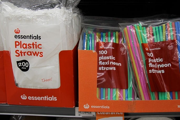 Plastic straws, supermarket